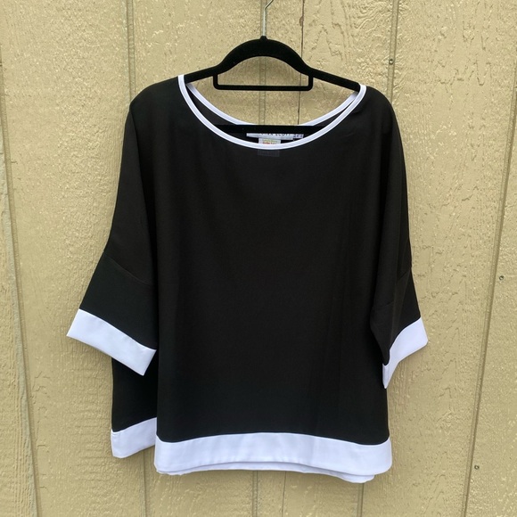 Gretchen Scott Georgette Black & White Box Top XS / S - Picture 2 of 6